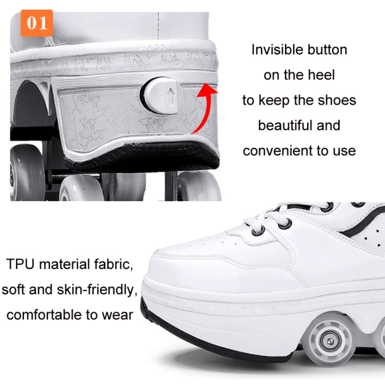 DF06 Walking Shoes Four-wheel Retractable Roller Skates, 33, 34, 35, 36, 37