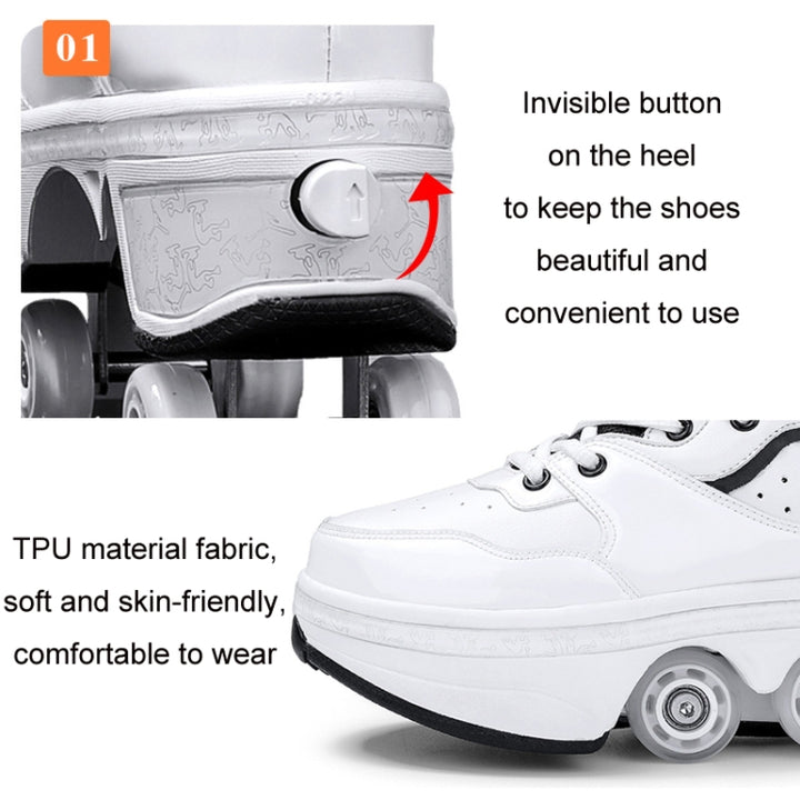 DF06 Walking Shoes Four-wheel Retractable Roller Skates, 38, 39, 40