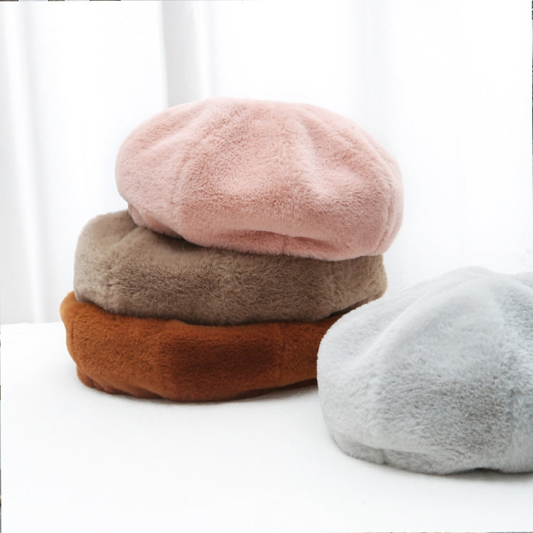 Autumn and Winter Beret Ladies Hats Plush Warmth Retro Painter Hat, Adjustable