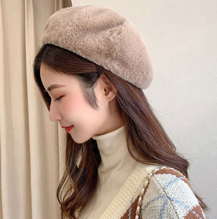 Autumn and Winter Beret Ladies Hats Plush Warmth Retro Painter Hat, Adjustable