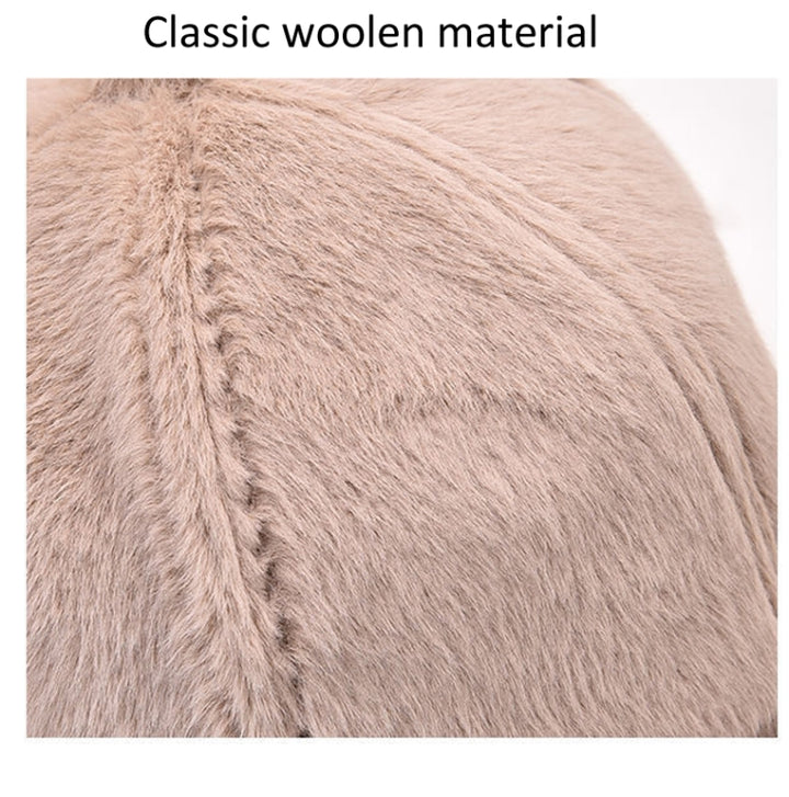 Women Autumn and Winter Thickened Rabbit Fur Plush Baseball Cap Curved Brim Warm Cap, Adjustable