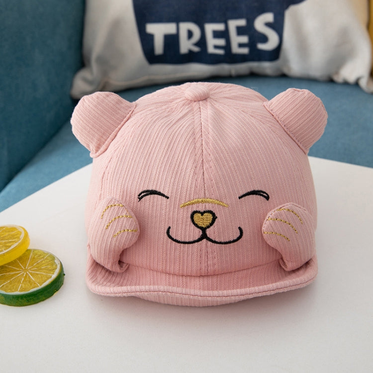 MZ8986 Cartoon Cat Embroidery Pattern Baby Hat Spring and Autumn Thin Cap Children Sunscreen Sun Hat, Suitable for Baby 6-24 Months