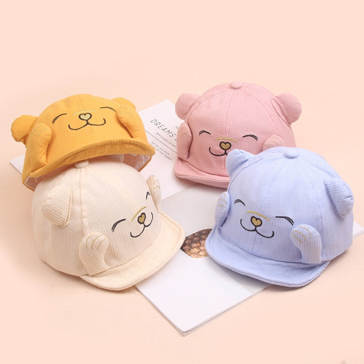 MZ8986 Cartoon Cat Embroidery Pattern Baby Hat Spring and Autumn Thin Cap Children Sunscreen Sun Hat, Suitable for Baby 6-24 Months