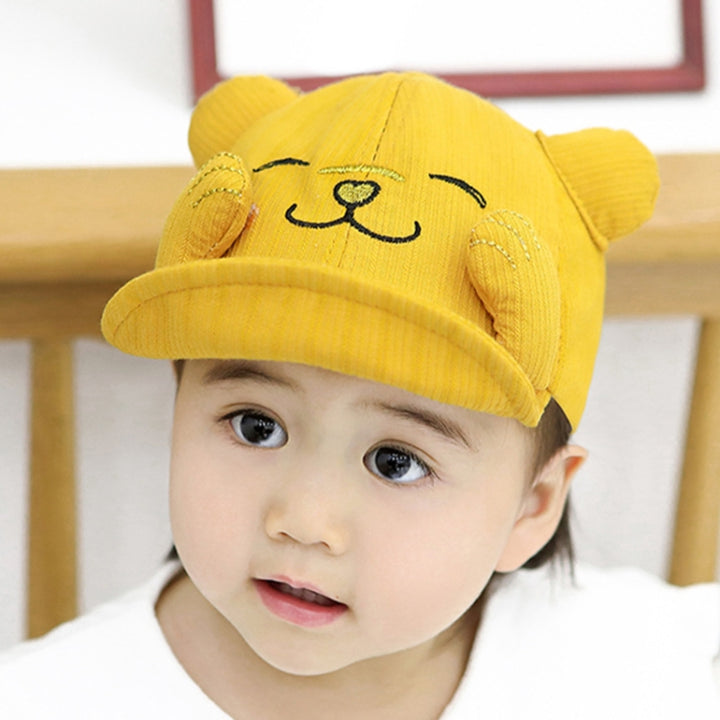 MZ8986 Cartoon Cat Embroidery Pattern Baby Hat Spring and Autumn Thin Cap Children Sunscreen Sun Hat, Suitable for Baby 6-24 Months