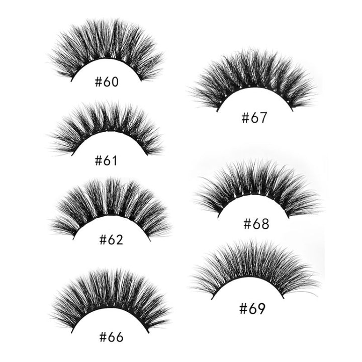 1 Pair Set 3D Mink Eyelashes Natural Thick False Eyelashes, #60, #61, #62, #66, #67, #68, #69