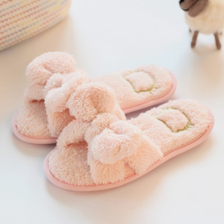 Furry Home Slippers Short Plush Indoor Home Slippers Owknot Slippers Women, 36-37, 38-39