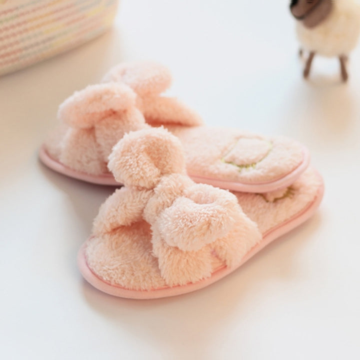 Furry Home Slippers Short Plush Indoor Home Slippers Owknot Slippers Women, 36-37, 38-39