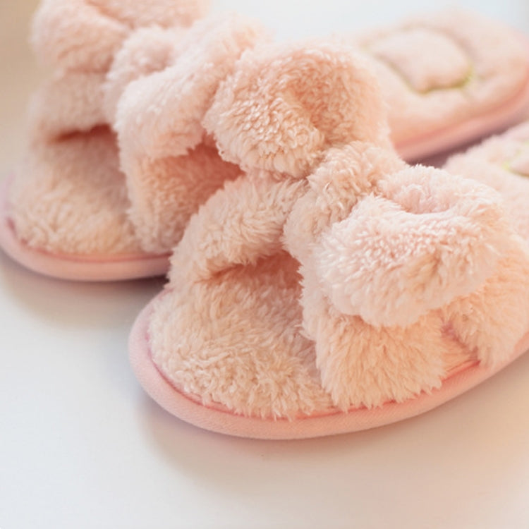 Furry Home Slippers Short Plush Indoor Home Slippers Owknot Slippers Women, 36-37, 38-39