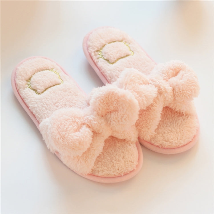 Furry Home Slippers Short Plush Indoor Home Slippers Owknot Slippers Women, 36-37, 38-39