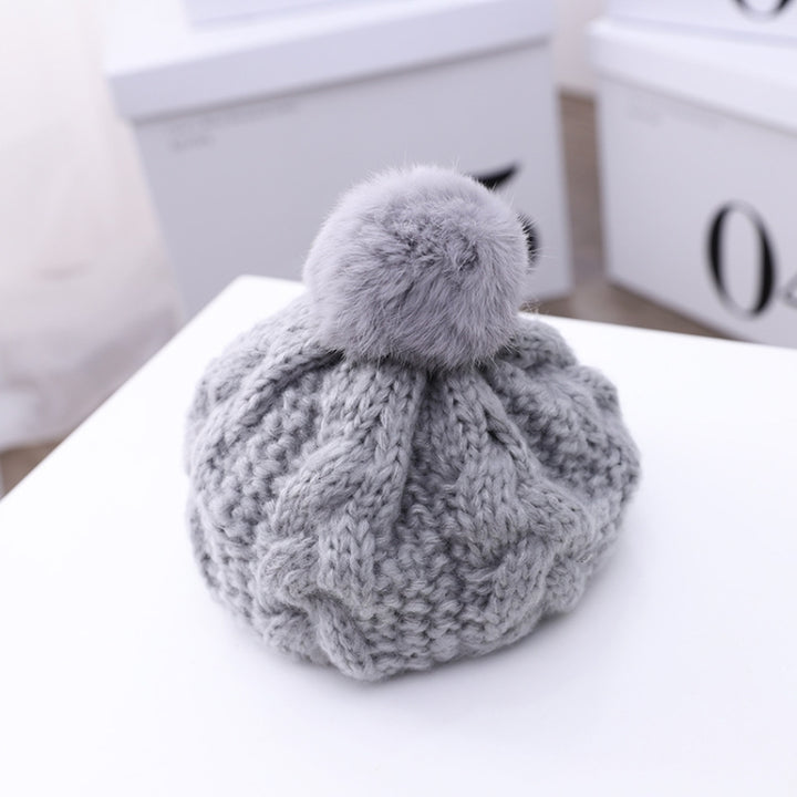 C0064 Hemp Pattern Children Knitted Beret Woolen Cap Autumn And Winter Warm Children Hat, One Size