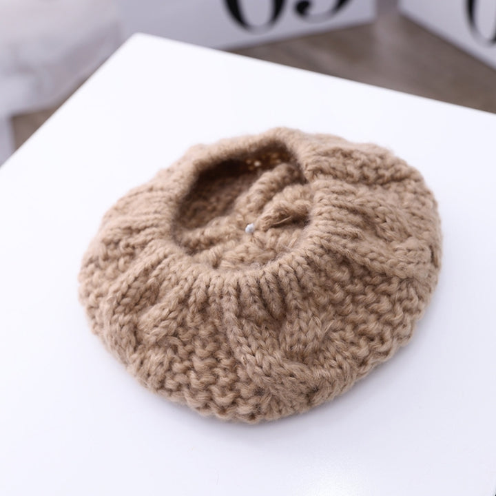 C0064 Hemp Pattern Children Knitted Beret Woolen Cap Autumn And Winter Warm Children Hat, One Size