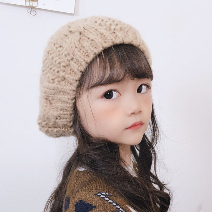 C0064 Hemp Pattern Children Knitted Beret Woolen Cap Autumn And Winter Warm Children Hat, One Size