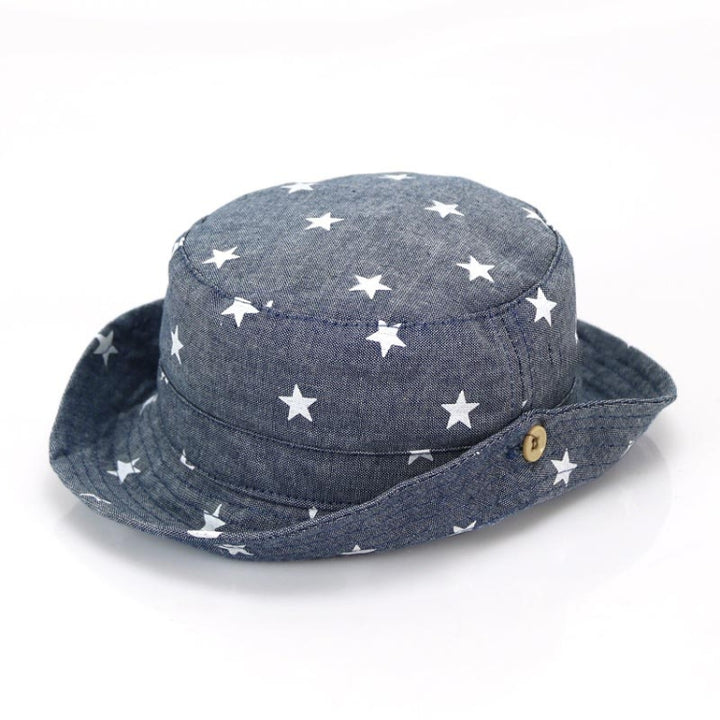 MZ7938 Spring Small Star Pattern Children Basin Hat Sun Hat, S (48cm), M (50cm), L (52cm), XL (54cm)