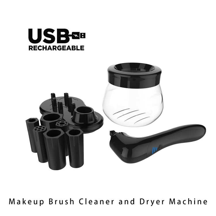 Electric Scrubber Make-Up Brush Cleaning Machine Automatic Dryer USB Rechargeable Make-Up Brush Cleaner, White, Black