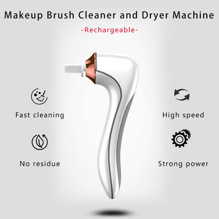 Electric Scrubber Make-Up Brush Cleaning Machine Automatic Dryer USB Rechargeable Make-Up Brush Cleaner, White, Black