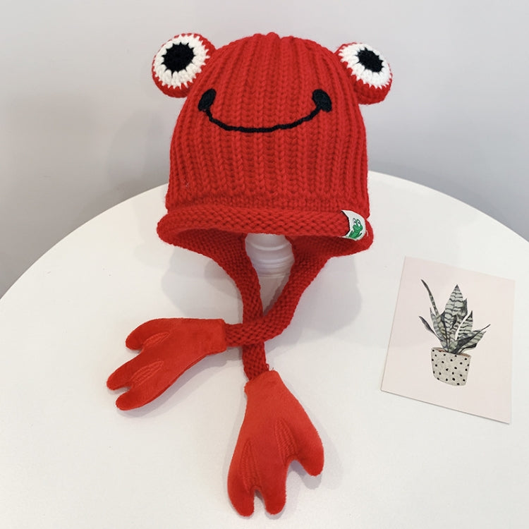 Children Cartoon Frog Woolen Hat Warm Knitted Hat Bomber Hat, For 1-3 Years Old