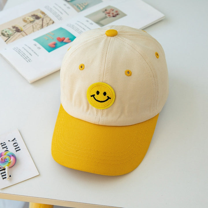 C0408 Spring Smiley Pattern Baby Peaked Cap Sunscreen Shade Baseball Hat, 48-52cm