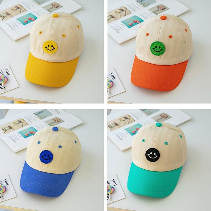 C0408 Spring Smiley Pattern Baby Peaked Cap Sunscreen Shade Baseball Hat, 48-52cm