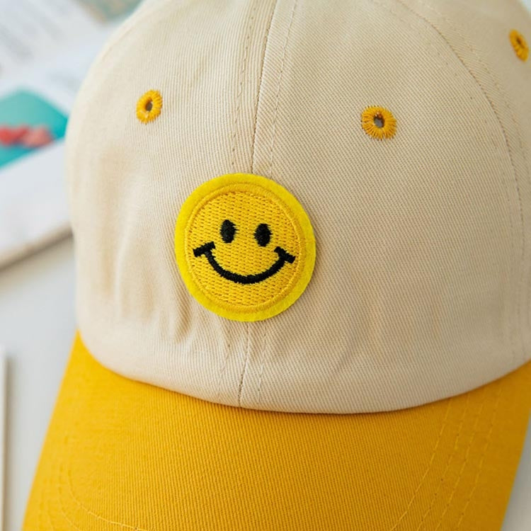 C0408 Spring Smiley Pattern Baby Peaked Cap Sunscreen Shade Baseball Hat, 48-52cm