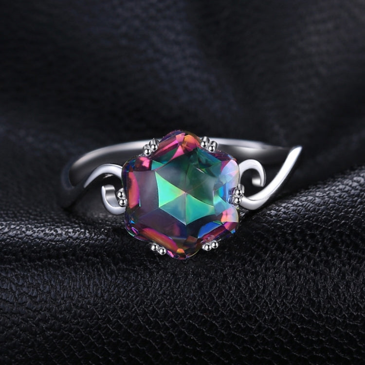 Seven Colored Gemstone Zircon Ring Solid 925 Sterling Silver Jewelry Ring, 6, 7, 8, 9, 10