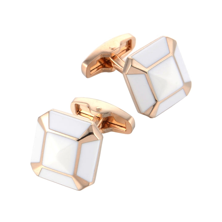 A Pair Rose Gold Cufflinks Men Shirt Enamel Cufflinks