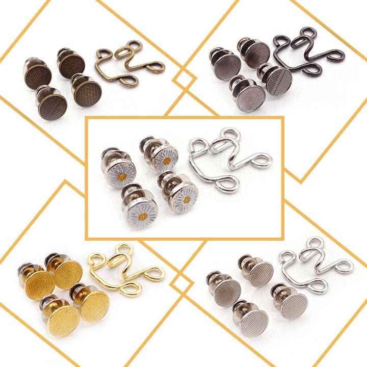 6 in 1 Nail-Free Detachable Button Jeans Waist Adjustment Buckle Set, Colour: 25mm (Silver), 25mm ( Chrysanthemum), 32mm (Chrysanthemum), 25mm (Silver), 32mm (Silver), 25mm (Bronze), 32mm (Bronze), 25mm (Black), 32mm (Gun Black), 25mm (Golden)