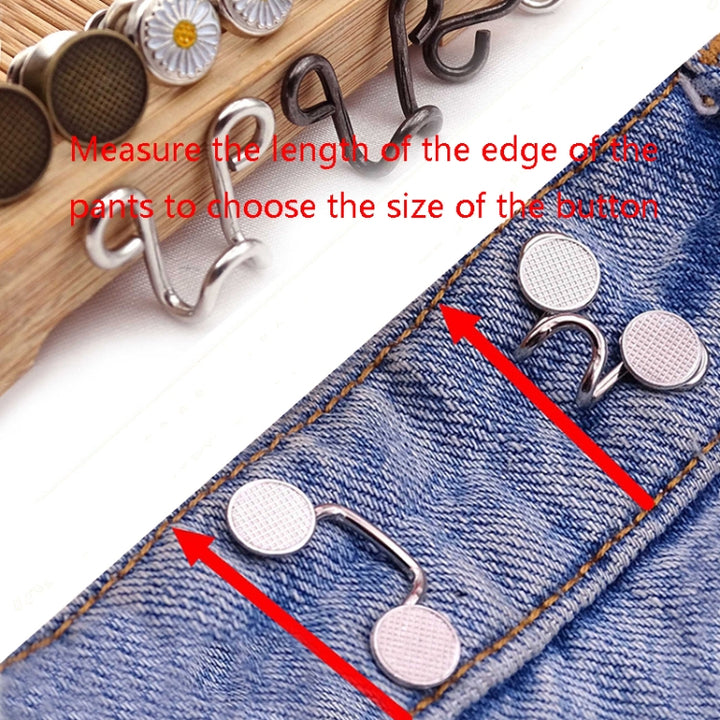 6 in 1 Nail-Free Detachable Button Jeans Waist Adjustment Buckle Set, Colour: 25mm (Silver), 25mm ( Chrysanthemum), 32mm (Chrysanthemum), 25mm (Silver), 32mm (Silver), 25mm (Bronze), 32mm (Bronze), 25mm (Black), 32mm (Gun Black), 25mm (Golden)