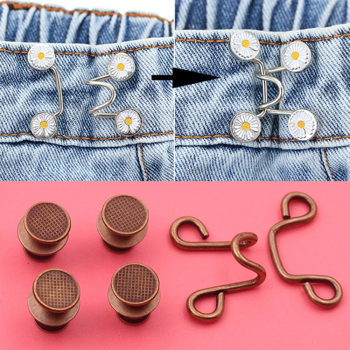 6 in 1 Nail-Free Detachable Button Jeans Waist Adjustment Buckle Set, Colour: 25mm (Silver), 25mm ( Chrysanthemum), 32mm (Chrysanthemum), 25mm (Silver), 32mm (Silver), 25mm (Bronze), 32mm (Bronze), 25mm (Black), 32mm (Gun Black), 25mm (Golden)