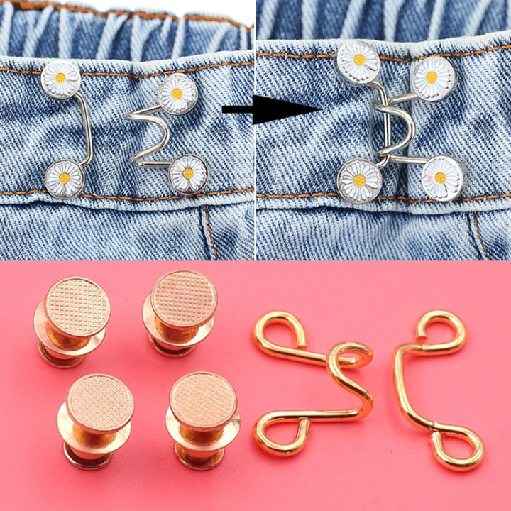 6 in 1 Nail-Free Detachable Button Jeans Waist Adjustment Buckle Set, Colour: 25mm (Silver), 25mm ( Chrysanthemum), 32mm (Chrysanthemum), 25mm (Silver), 32mm (Silver), 25mm (Bronze), 32mm (Bronze), 25mm (Black), 32mm (Gun Black), 25mm (Golden)