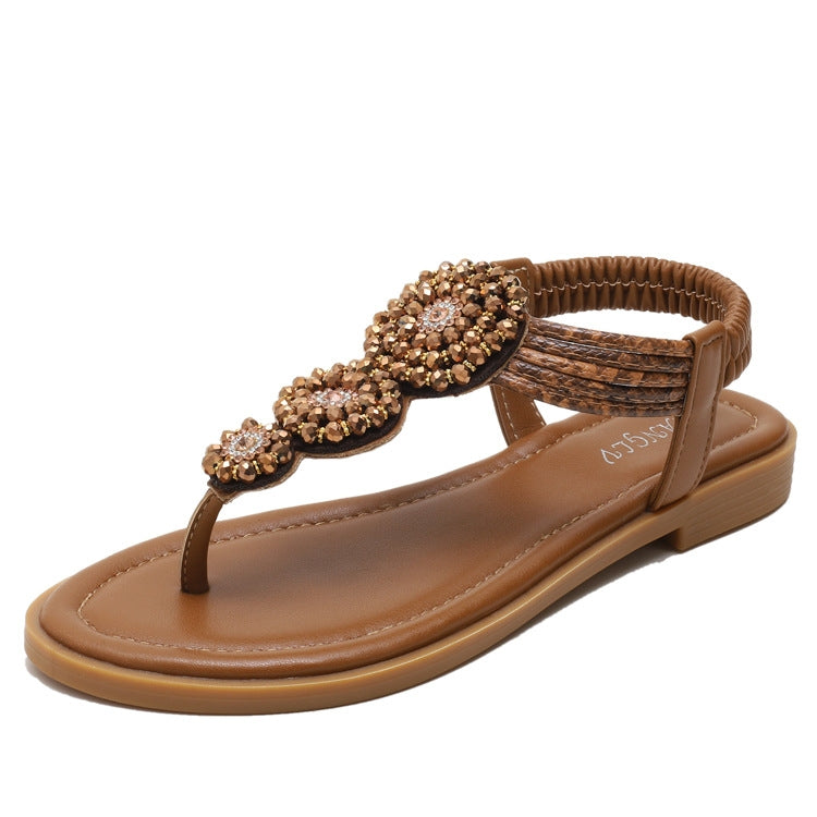 Ladies Summer Bohemian Roman Sandals Seaside Flat Beach Shoes, 36, 37, 38, 39, 40, 41, 42