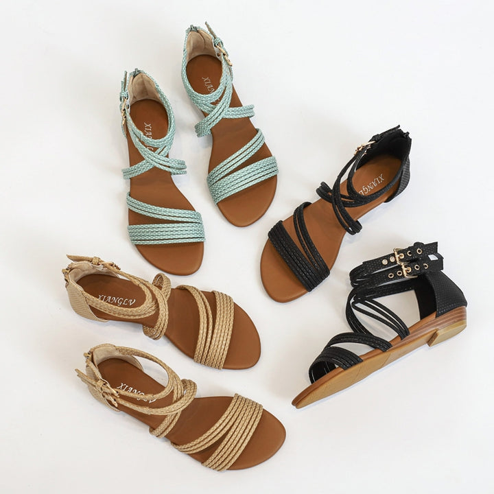 Ladies Summer Wedge Sandals Open-Toe Thick-Soled Roman Style Sandals, 36, 37, 38, 39, 40, 41, 42