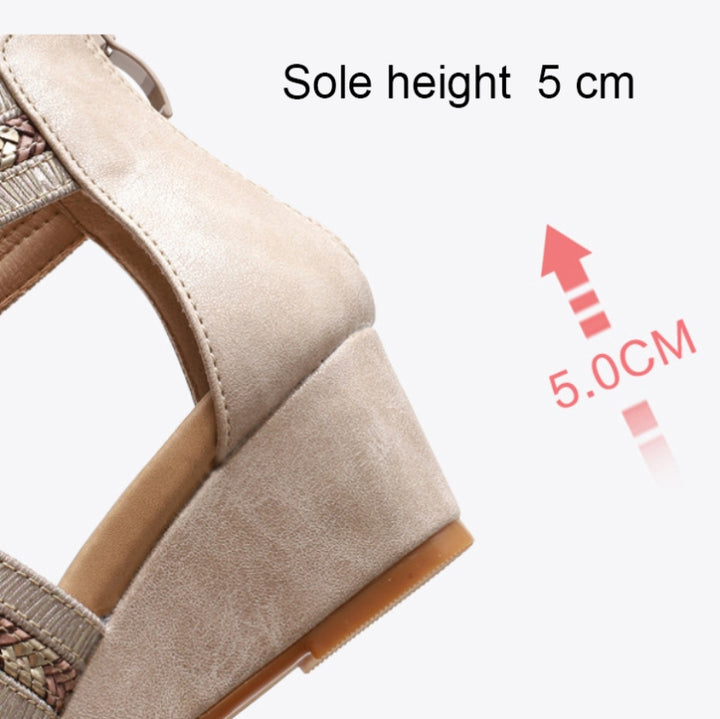 Ladies Summer Slope Heel Sandals Non-Slip Open-Toed Roman Style Shoes, 36, 37, 38, 39, 40, 41, 42