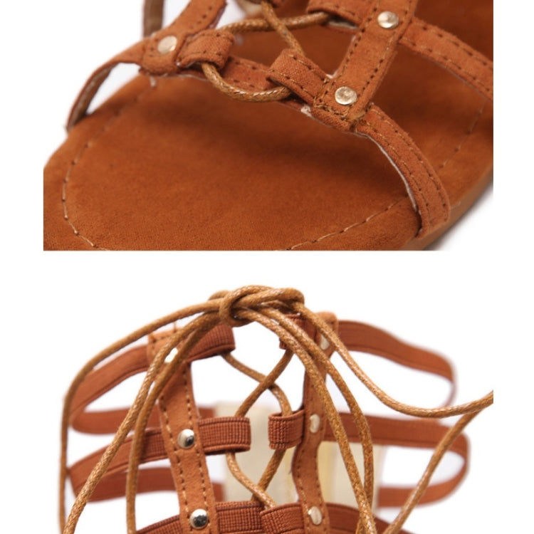 Women Roman Style Sandals Flat Hollow Strap High-Top Sandals, 35, 36, 37, 38, 39, 40