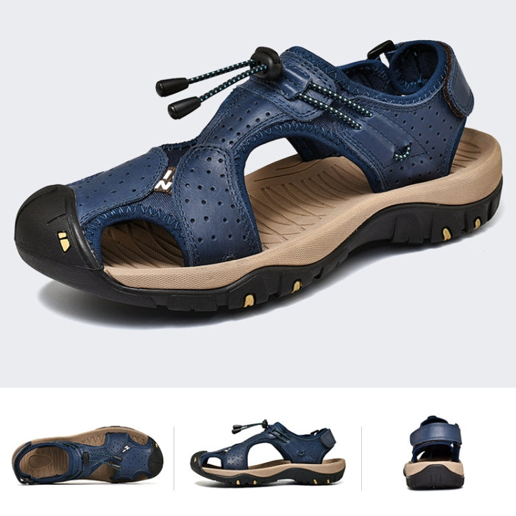 Summer Large Size Men Beach Shoes Leather Breathable Wading Casual Sandals, 39, 40, 41, 42, 43, 44, 45, 46