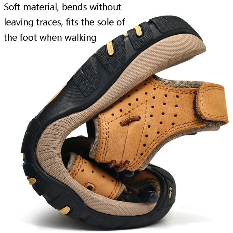 Summer Large Size Men Beach Shoes Leather Breathable Wading Casual Sandals, 39, 40, 41, 42, 43, 44, 45, 46