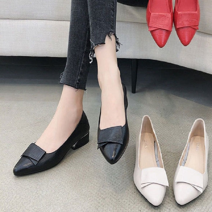 Spring And Summer Cowhide Shoes With Thick Heel Mid-Heel For Women, 34, 35, 36, 37, 38, 39