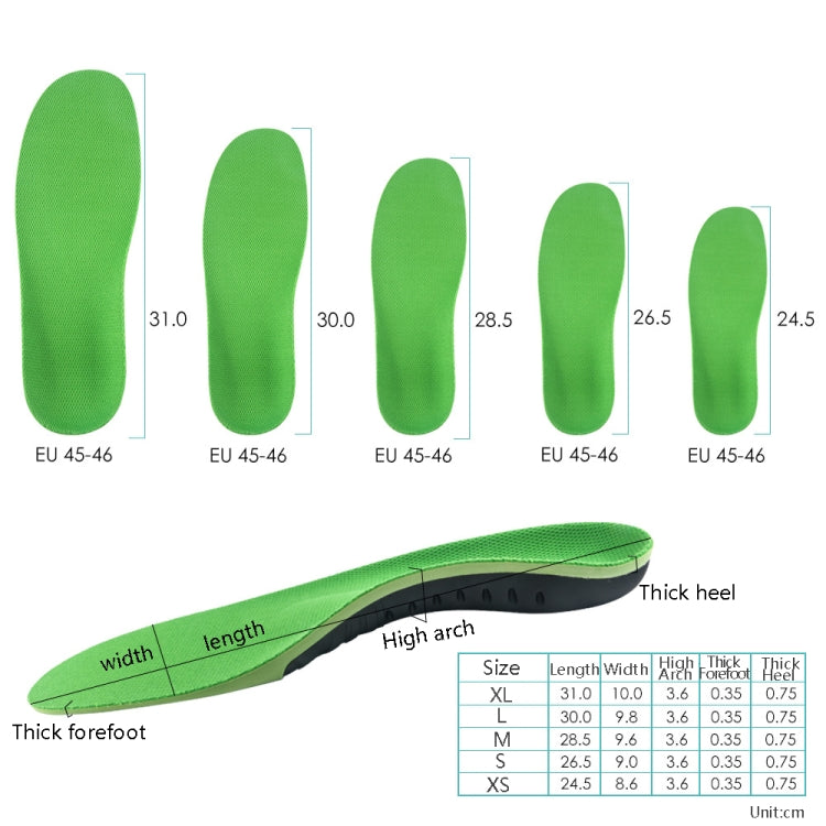 JH-209 Thicken Shock-absorbing Breathable and Comfortable Insole, XS 35-38, S 39-40, M 41-43, L 43-46, XL 45-48