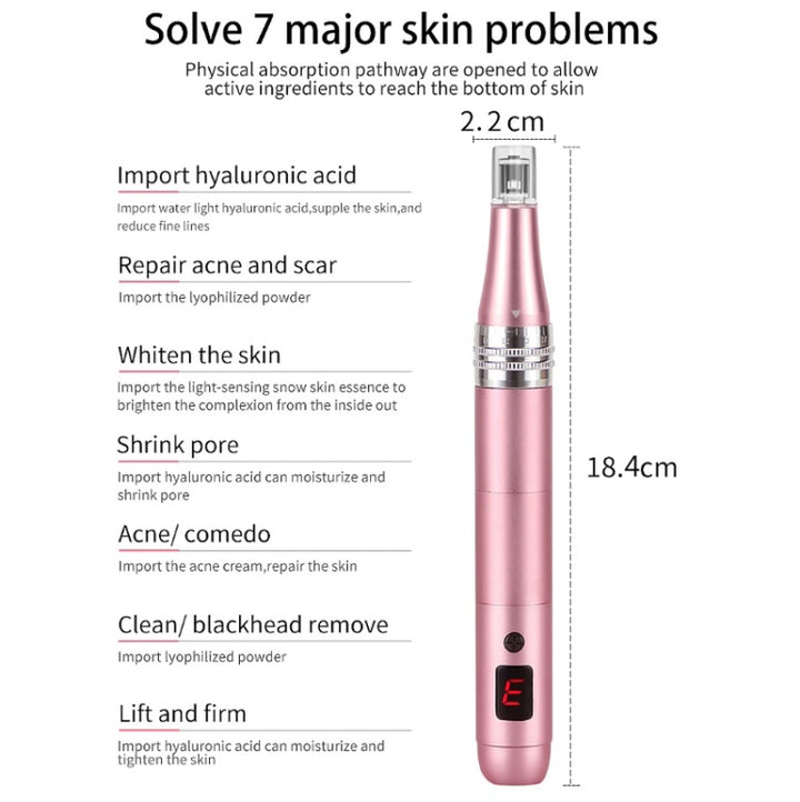 Microcrystalline Nano Electric Importer Micro-Needle Freckle Removal Beauty Instrument, Rlectric Microneedle (Pink), Display Microneedle (Pink)