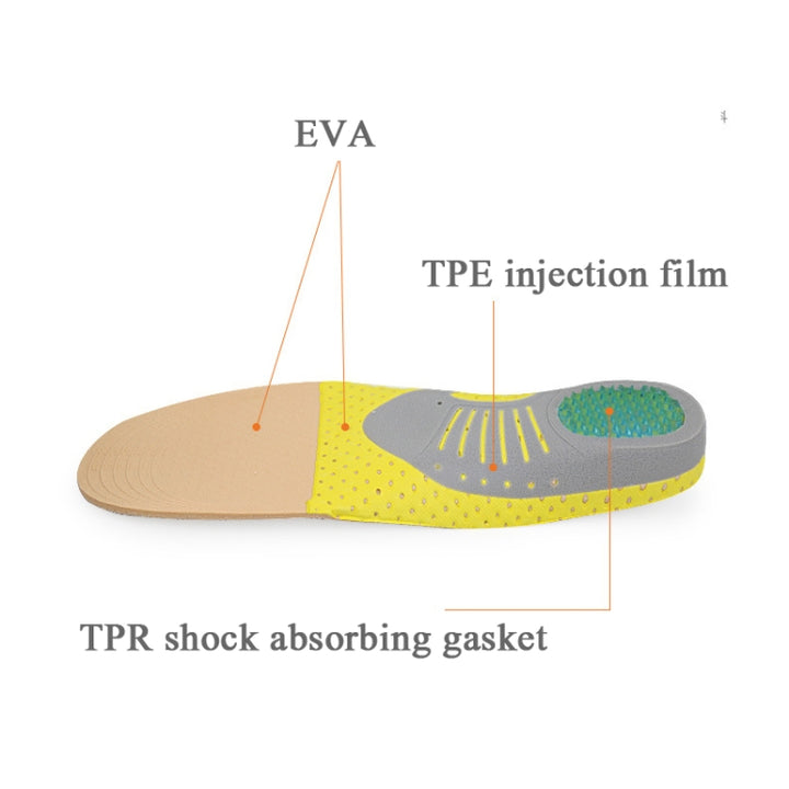 XD-640 Arch Sports Insoles Men and Women Shock Absorption Sweat Insoles Basketball Running Orthopedic Insoles, S(35-40), L(41-45)