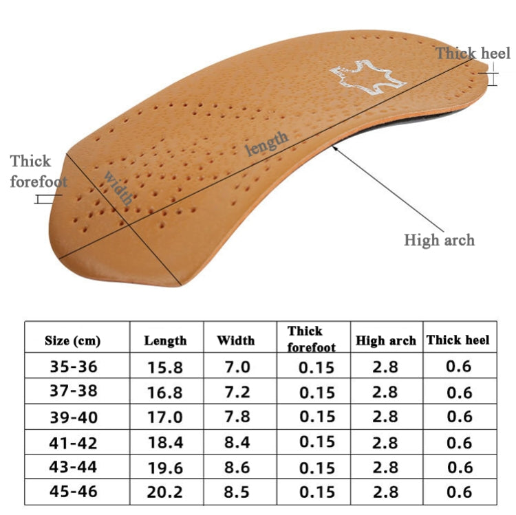 Cow Leather Arch Half Insole Flat Arch Support O-Leg Corrective Insole,Size: 35/36, 35/36, 37/38, 39/40, 41/42, 43/44, 45/46