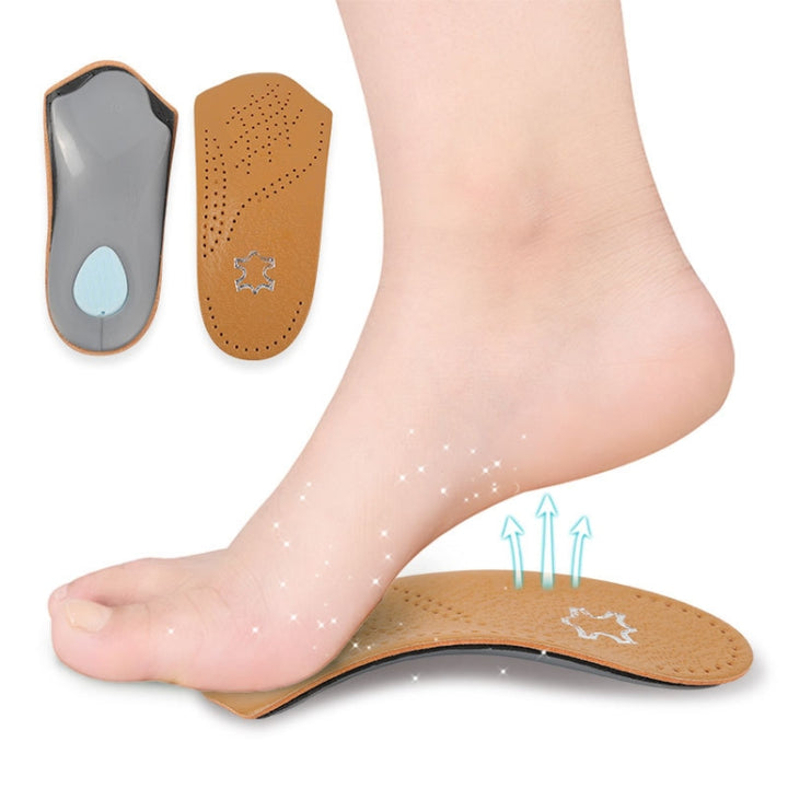 Cow Leather Arch Half Insole Flat Arch Support O-Leg Corrective Insole,Size: 35/36, 35/36, 37/38, 39/40, 41/42, 43/44, 45/46