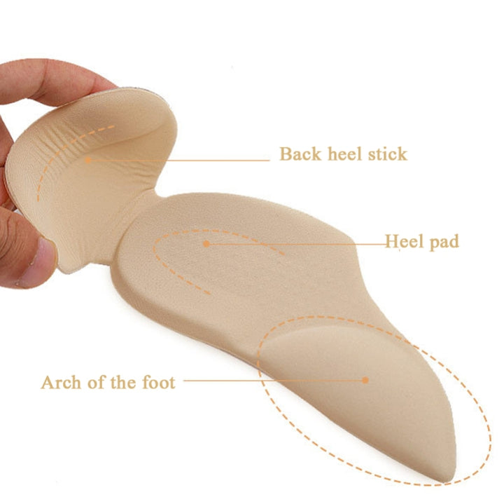 3 in 1 PU Heel Pad Thickened Heel Stick Arch Pad Half Size Pad for Women High Heels, Free Size