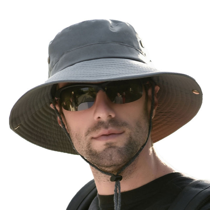 Outdoor Sun Hat Hiking Big Brim Breathable Sunscreen Fisherman Hat, Green Gray, Dark Gray, Brown, Khaki, Black, Navy, Beige