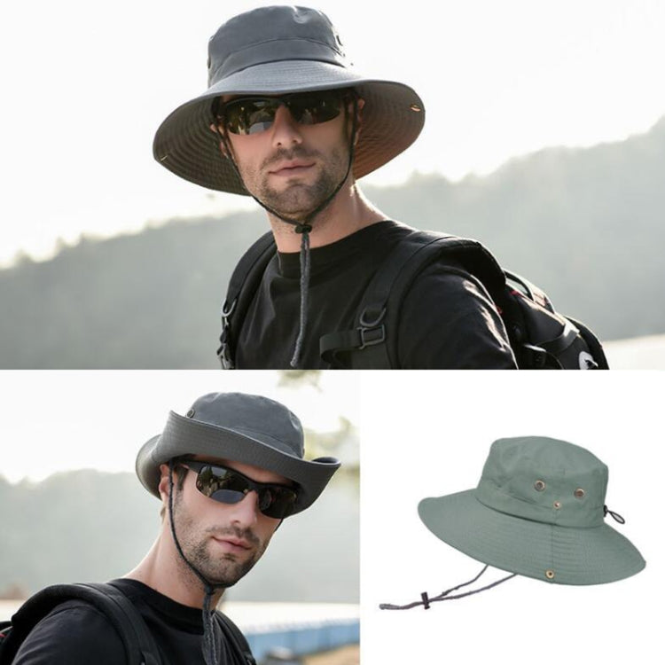 Outdoor Sun Hat Hiking Big Brim Breathable Sunscreen Fisherman Hat, Green Gray, Dark Gray, Brown, Khaki, Black, Navy, Beige