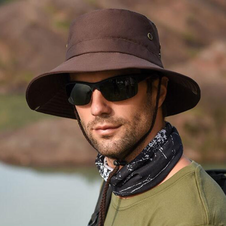 Outdoor Sun Hat Hiking Big Brim Breathable Sunscreen Fisherman Hat, Green Gray, Dark Gray, Brown, Khaki, Black, Navy, Beige