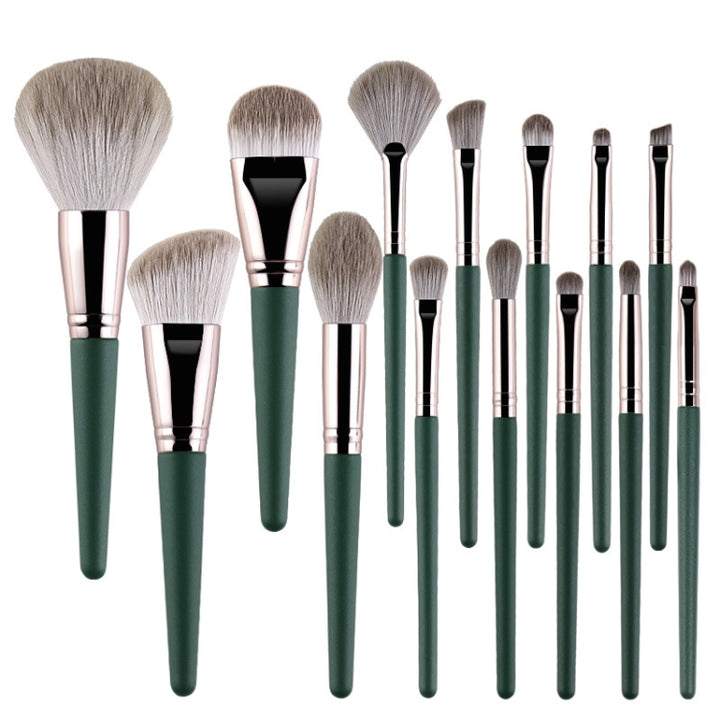 Soft Wooden Handle Makeup Brush Beauty Tools, 14 PCS Brush, With Strap Brush Bag, With Brush Bucket