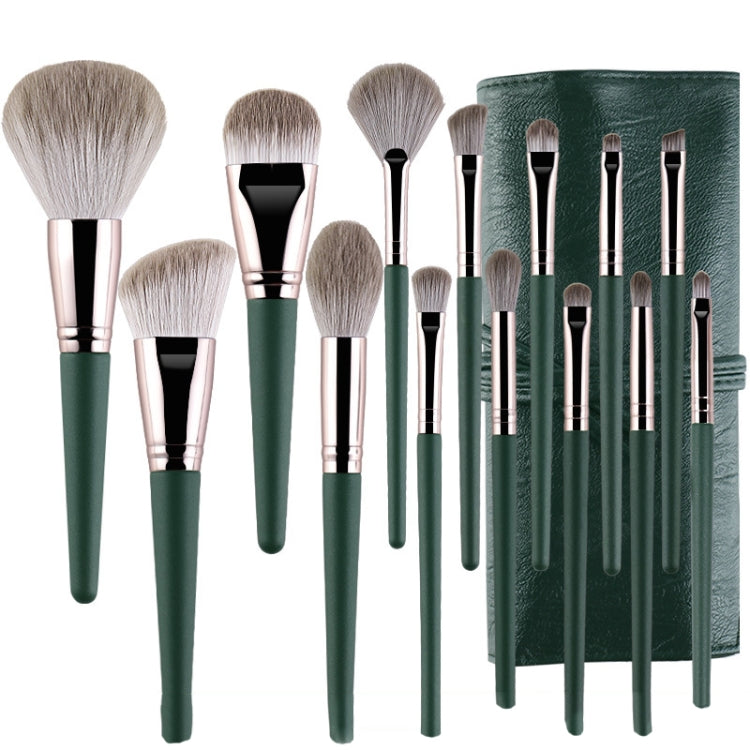 Soft Wooden Handle Makeup Brush Beauty Tools, 14 PCS Brush, With Strap Brush Bag, With Brush Bucket