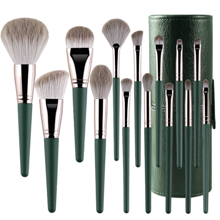 Soft Wooden Handle Makeup Brush Beauty Tools, 14 PCS Brush, With Strap Brush Bag, With Brush Bucket