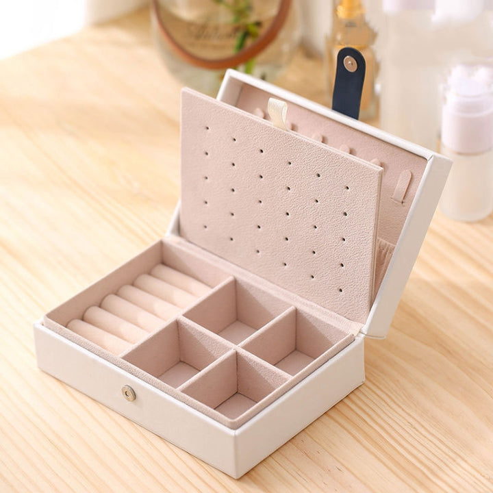 Portable Princess Style Jewelry Box Small Simple Earrings Ring Storage Box, 16.5x11.5x5.8cm