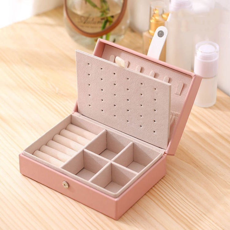 Portable Princess Style Jewelry Box Small Simple Earrings Ring Storage Box, 16.5x11.5x5.8cm